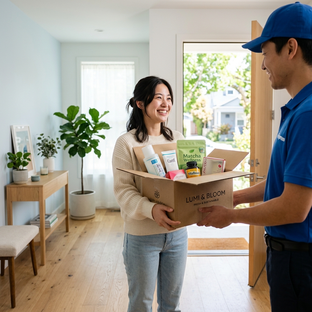 自宅に届く日用品と健康食品